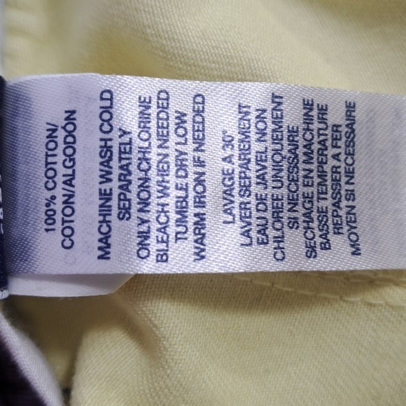 Chaps Ralph Lauren flat front yellow casual preppy summer Cotton shorts SZ 34 - Picture 7 of 7